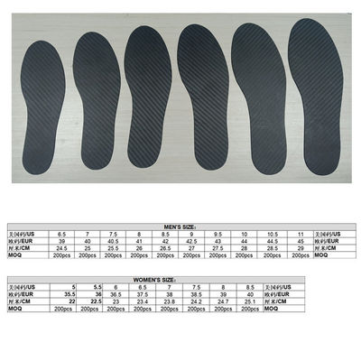 OEM ODM용 사용자 지정 작업 부트 인솔 1.2mm 탄소 섬유 열 고정형 인솔